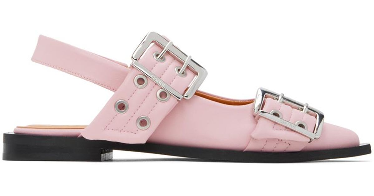 Black Black Croco Patent Feminine Buckle Ballerinas | GANNI PL