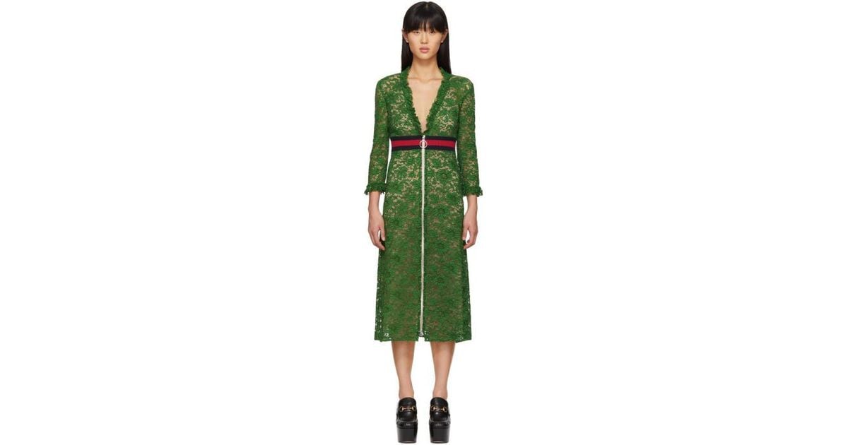 gucci green patterned dress