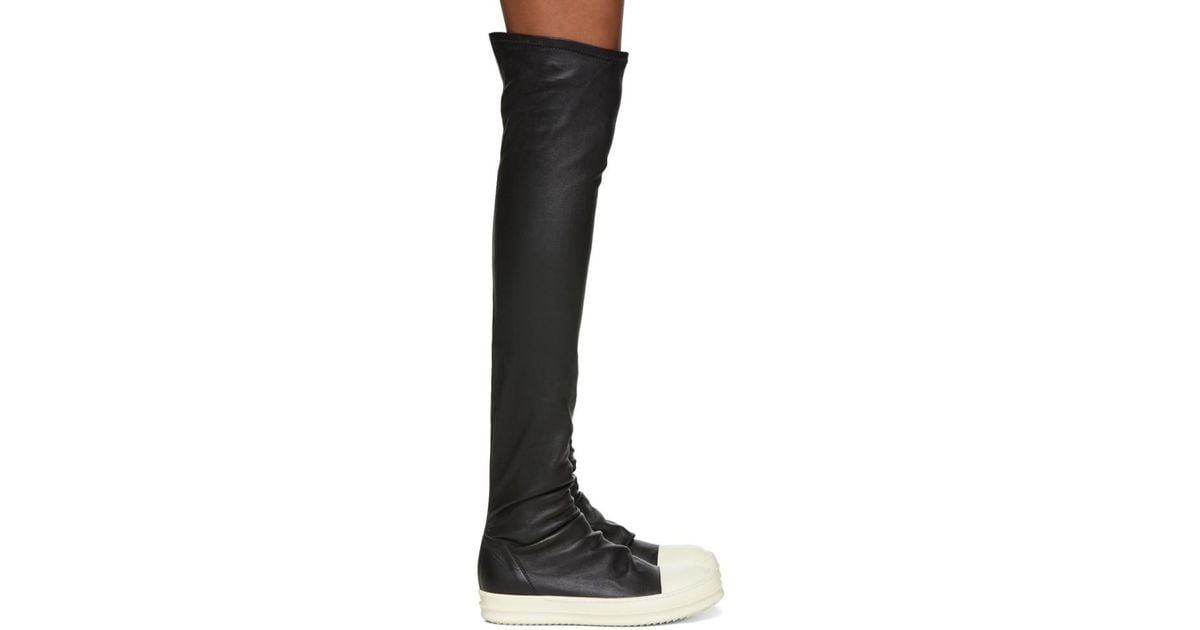 Rick Owens Black And White Stocking Thighhigh Boots Lyst