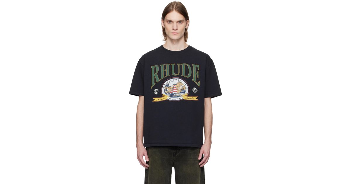 【関税込み】Rhude ブラック 'Monaco Regatta' Tシャツ Black 'Monaco Regatta' T-shirt by Rhude on Sale