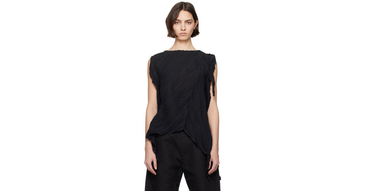 Issey Miyake Wrinkled & Twisted Blouse in Black | Lyst Australia