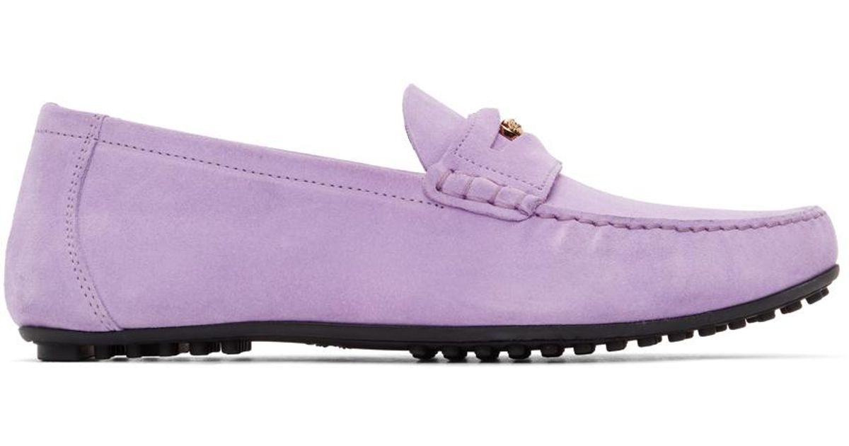Versace Purple Suede Medusa Loafers for Men | Lyst
