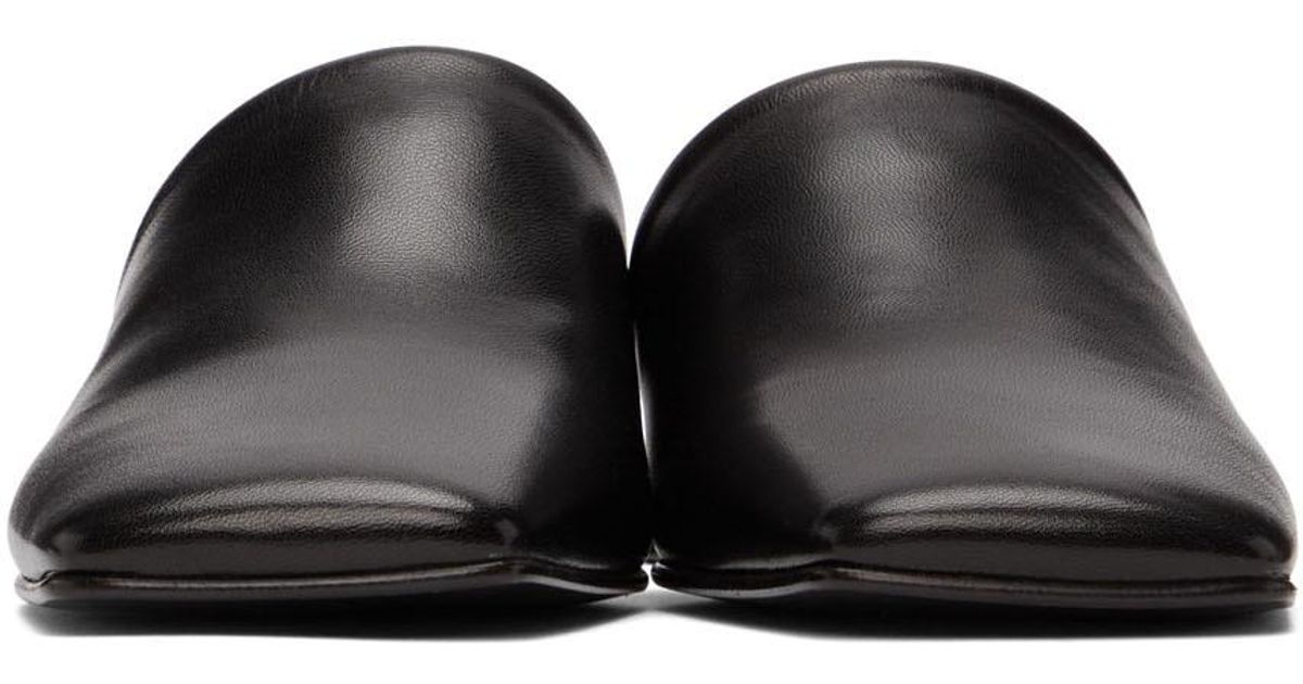 Proenza Schouler Leather Square-toe Slippers in Black - Lyst