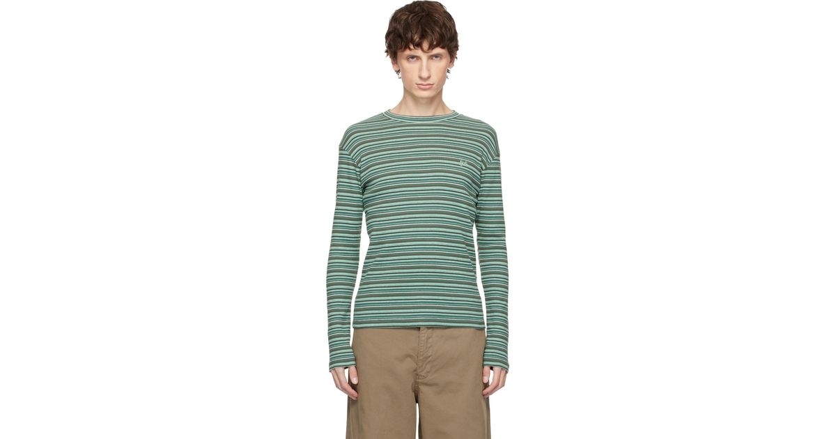 ERL Striped Long Sleeved T-Shirt in Green for Men | Lyst