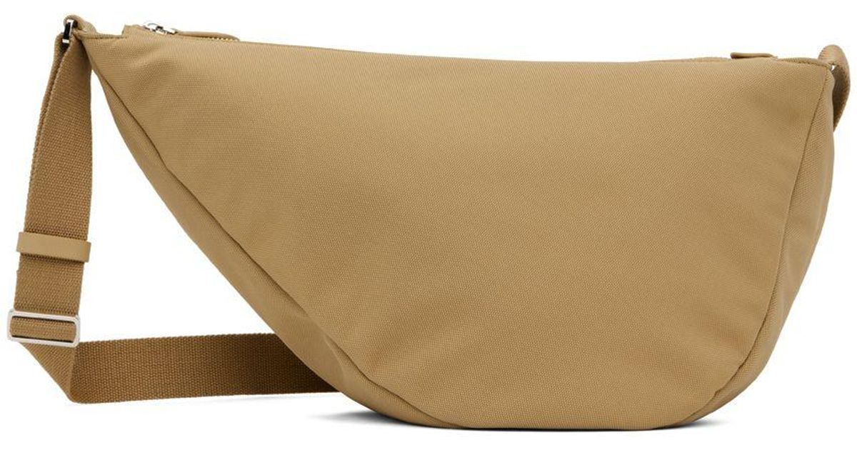 The Row - Cream Silk Grained Leather Banana Slouchy Bag