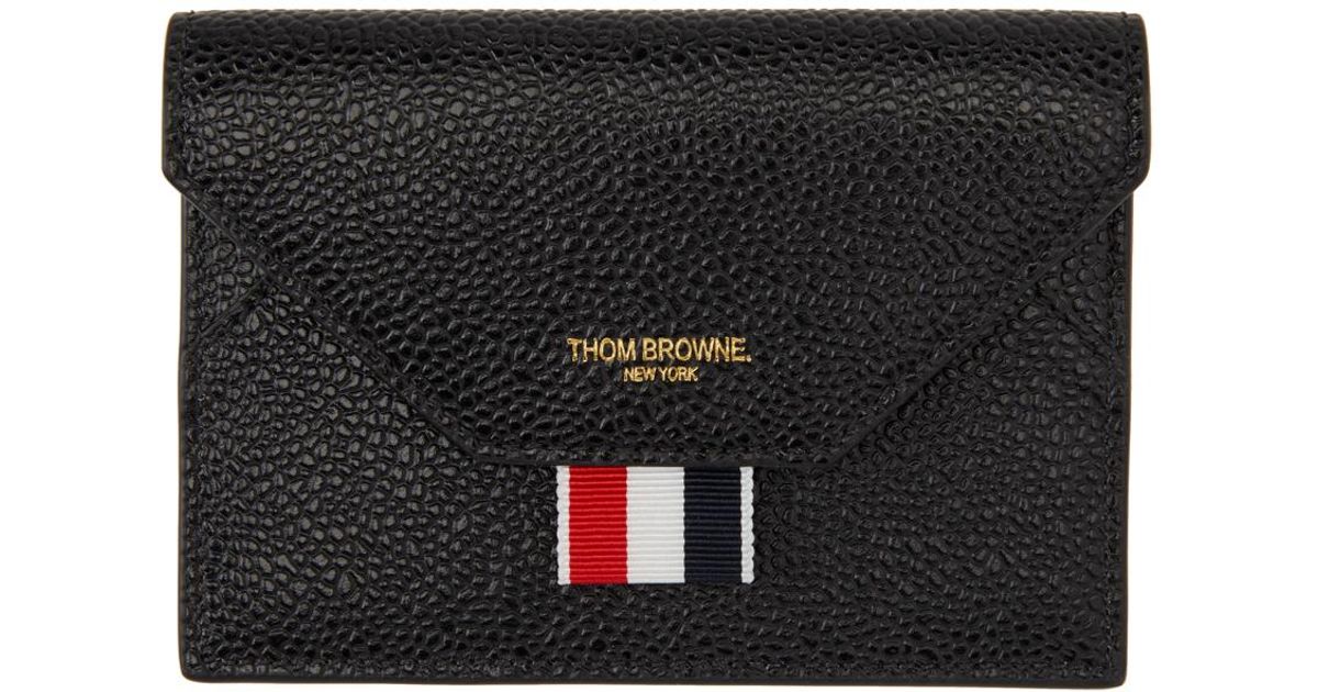 Thom Browne Leather Black Grained Envelope Card Holder for Men | Lyst