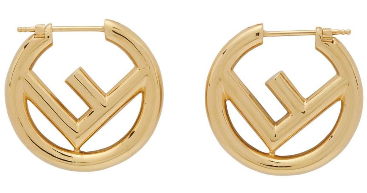 Fendi F-logo Large Hoop Earrings in Gold (Metallic) - Save 55% - Lyst