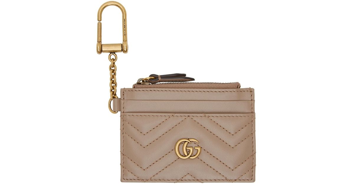 Gucci Leather gg Marmont Key Chain Card Holder Lyst