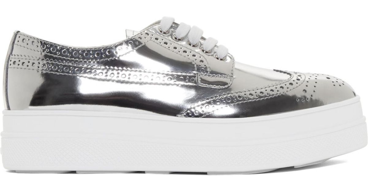 prada silver platform shoes