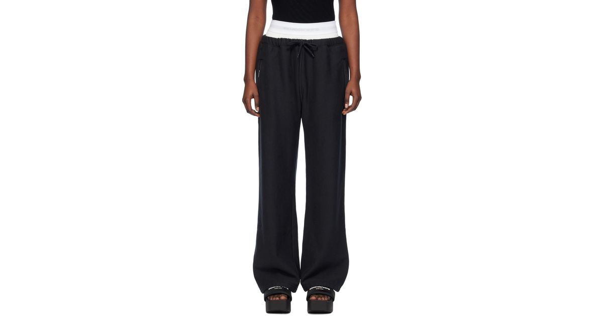 T By Alexander Wang Black Wide-leg Sweatpants | Lyst
