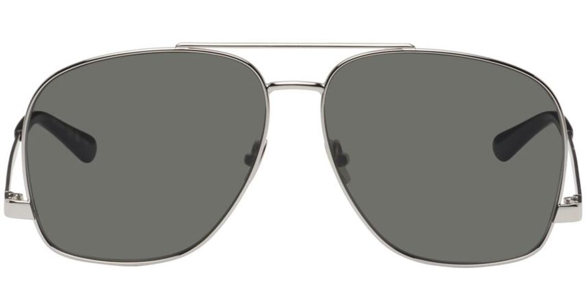 Saint Laurent Silver Sl 653 Leon Sunglasses in Black | Lyst UK