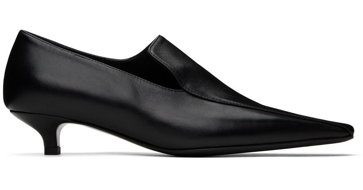 black leather kitten heels