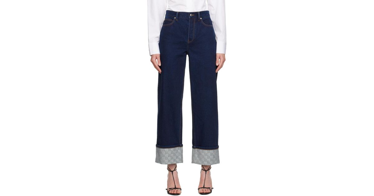 Alexander Wang Indigo Crystal Cuff Jeans in Blue | Lyst