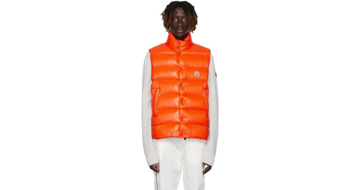 Moncler "tibb" Padded Vest in Orange for Men | Lyst UK