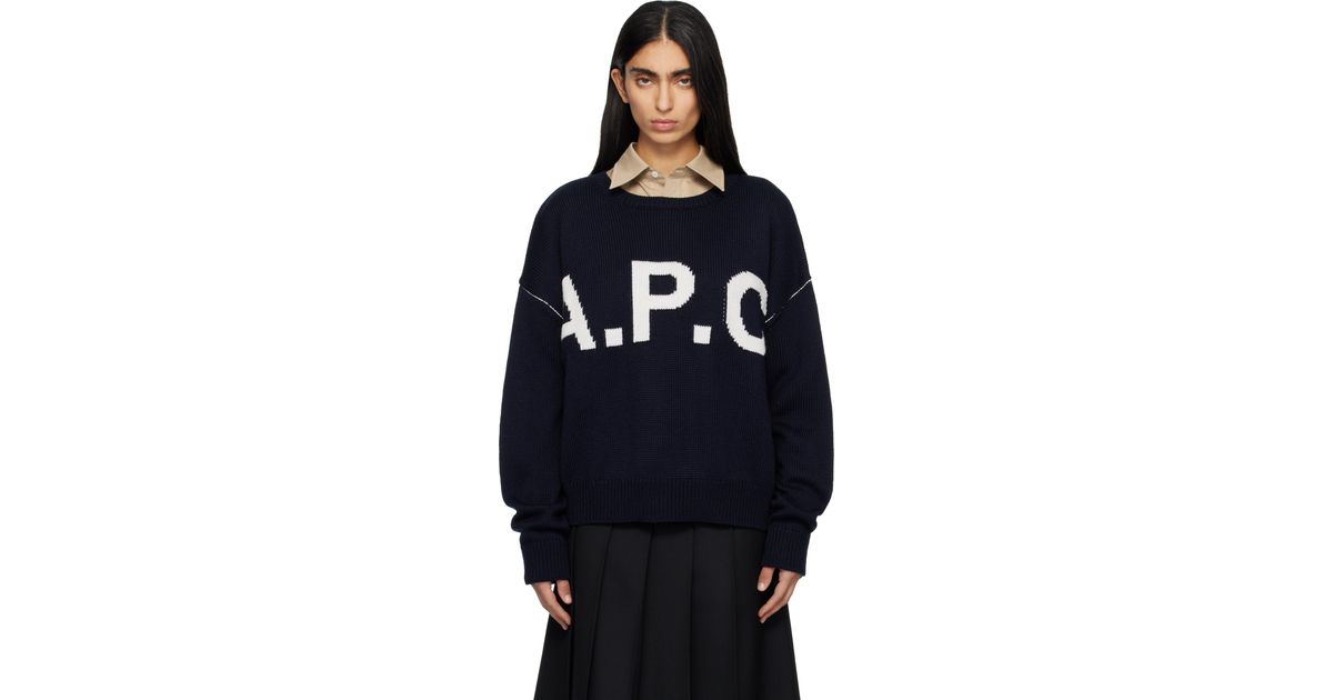 A.P.C. Logo 'A.P.C' Sweater in Blue | Lyst UK