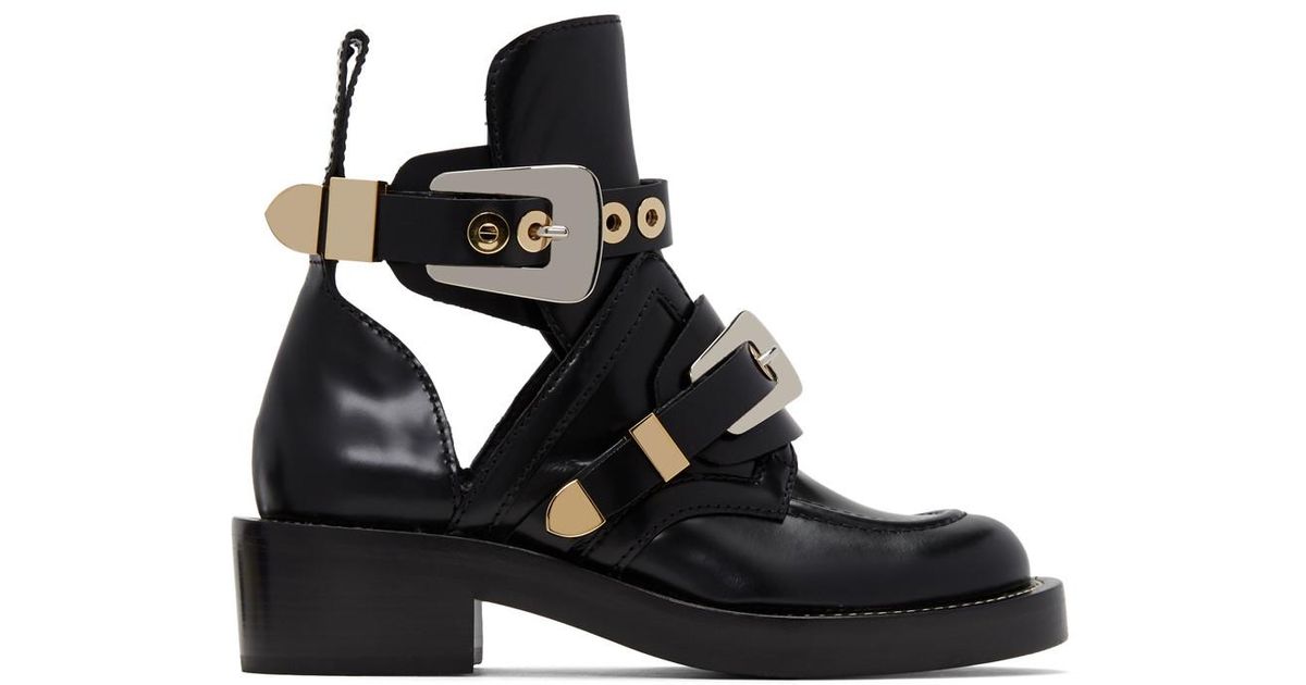 Balenciaga Leather Black Buckles Boots 