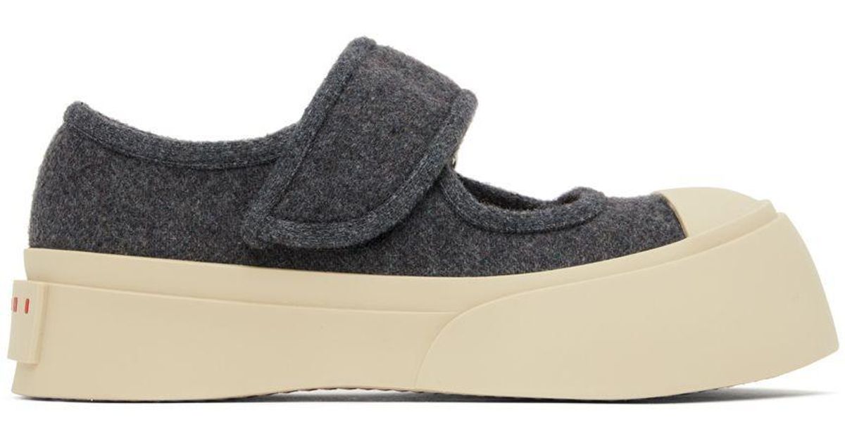 Marni Wool Gray & Off-white Pablo Mary-jane Sneakers in Black | Lyst