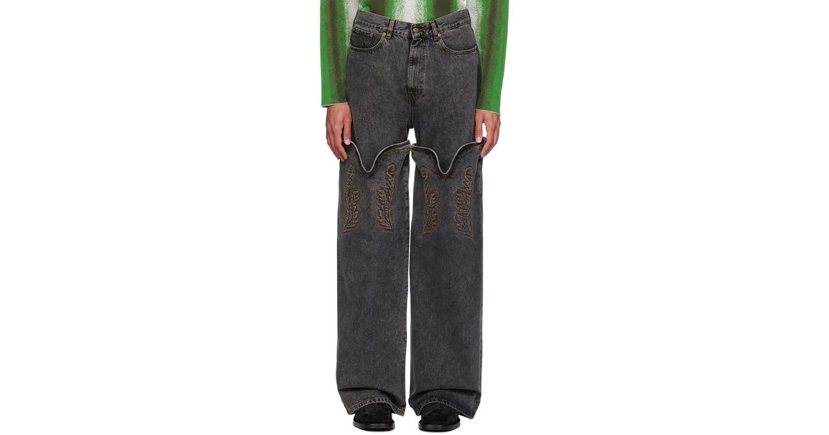Y. Project Maxi Cowboy Cuff Jeans in Black for Men | Lyst UK