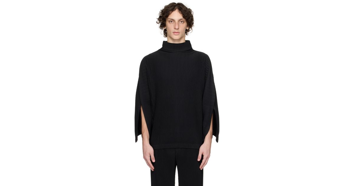 Homme Plissé Issey Miyake Kinetic Sculpture Turtleneck in Black
