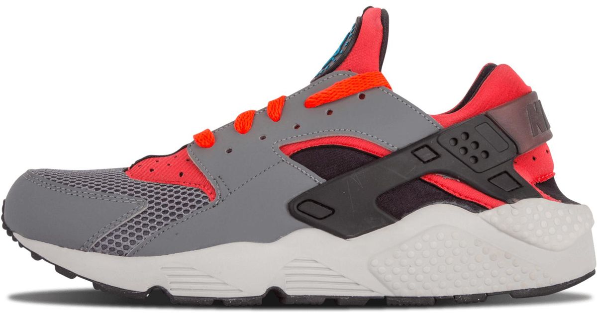 grey and red huaraches