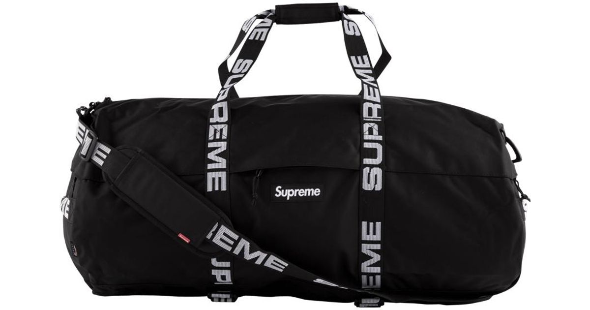 Supreme Logo Duffel Bag in Black - Lyst
