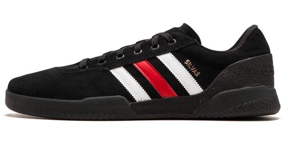 adidas city cup silvas black white & red shoes