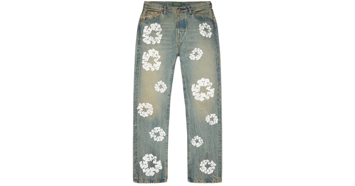 DENIM TEARS Straight Cotton Wreath Denim Pant Dirty Wash Dt600
