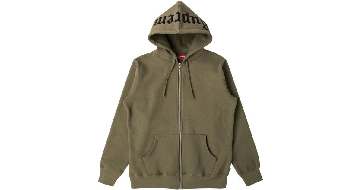 supreme old english zip up hoodie