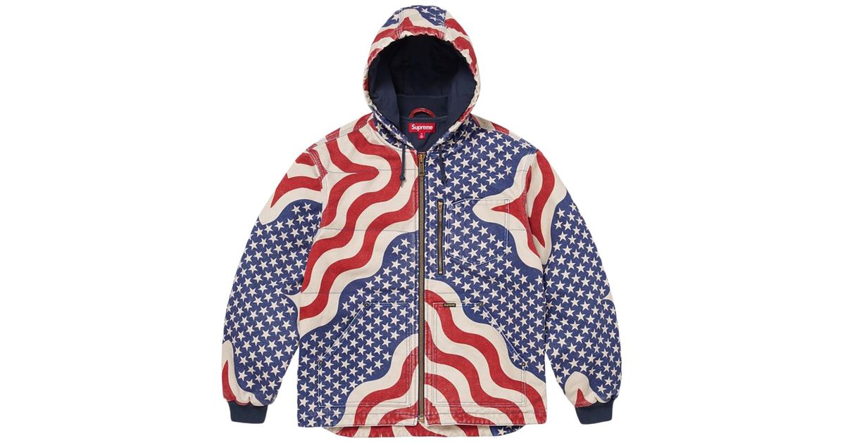 Supreme Flag Quilted Hooded Work Jacket 