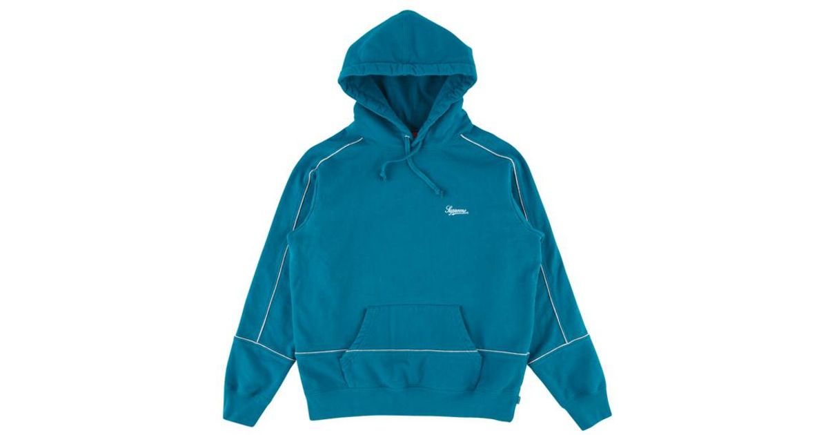 supreme sleeve embroidery hooded sweatshirt dark aqua