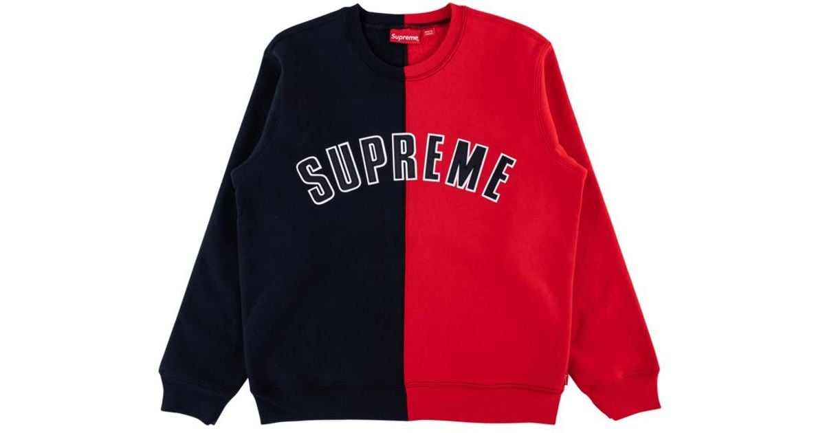 supreme split crewneck navy