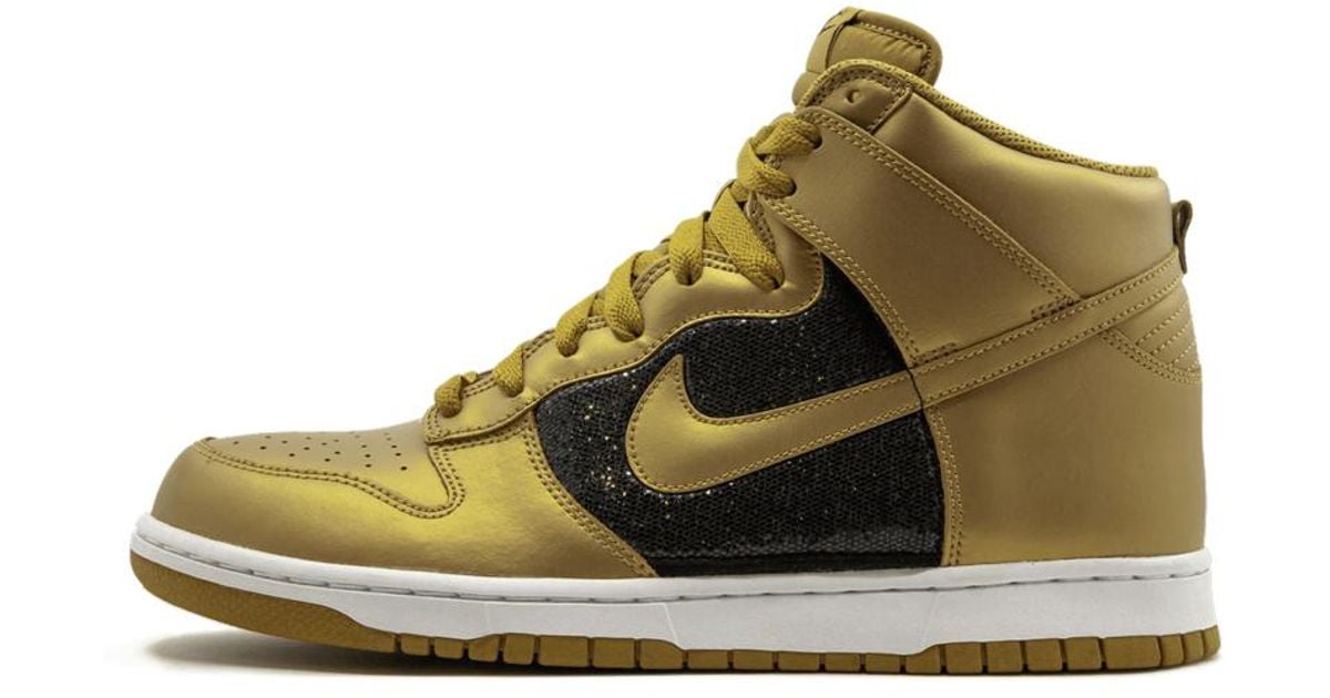 Nike Womens Dunk High Shoes Size 12w in Metallic Gold/Black (Metallic