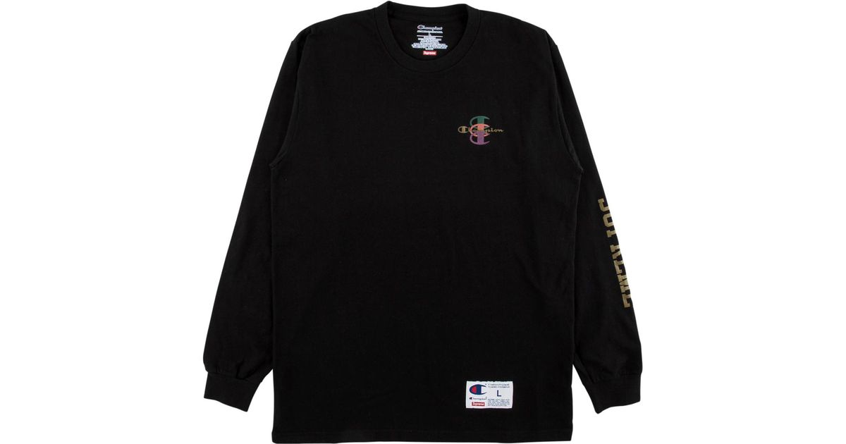 Supreme Champion Stacked C L/s Tee in Black for Men - Lyst