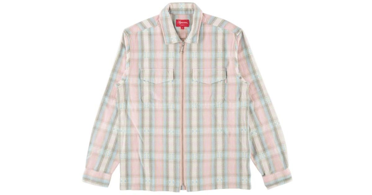 supreme plaid flannel zip up shirt
