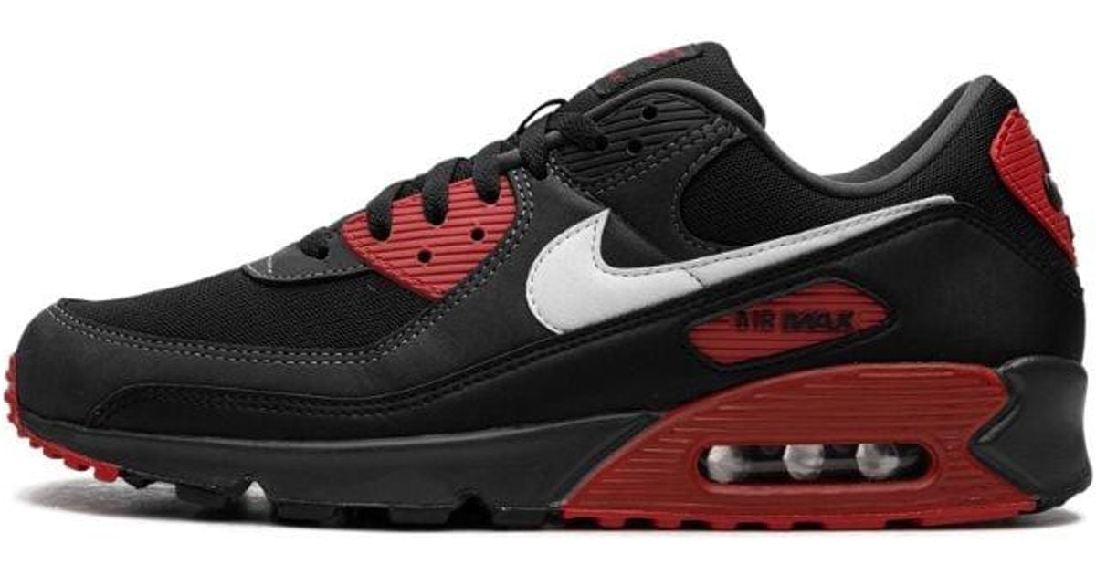 Nike air max 90 black best sale and red