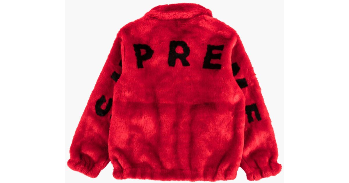Supreme Faux Fur Bomber Jacket in Red for Men | Lyst