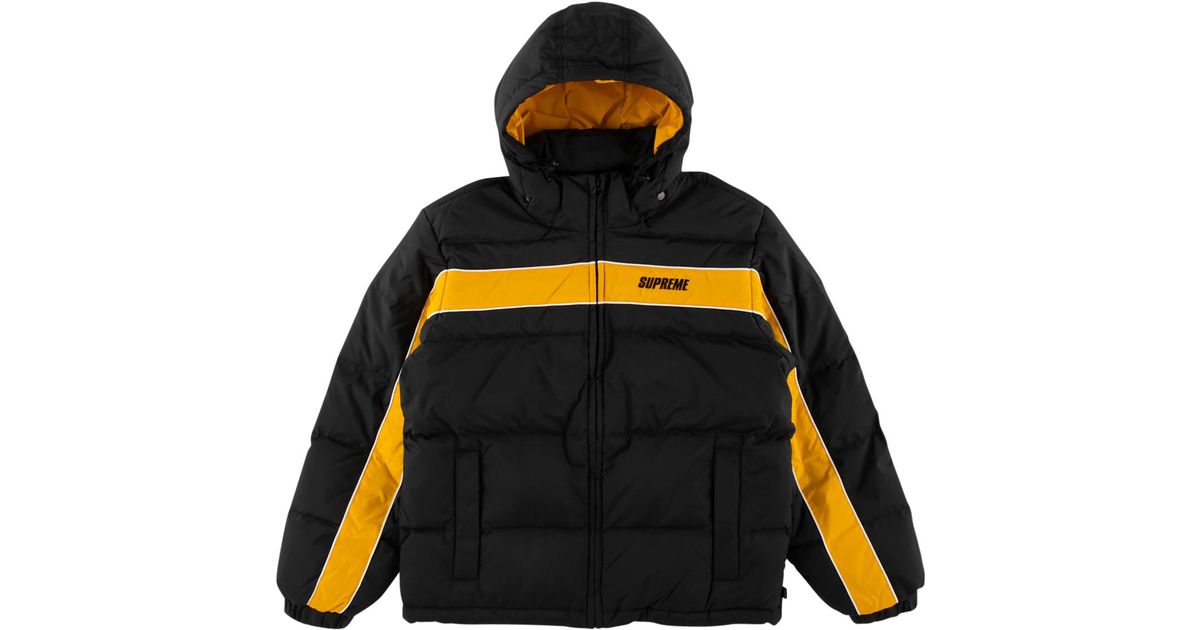 stripe panel down jacket supreme
