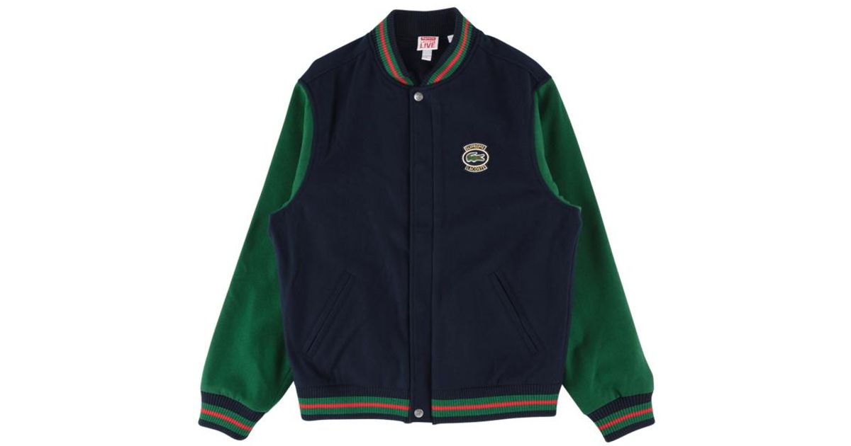 Supreme Lacoste Wool Varsity Jacket in Navy (Blue) for Men - Save 26% - Lyst