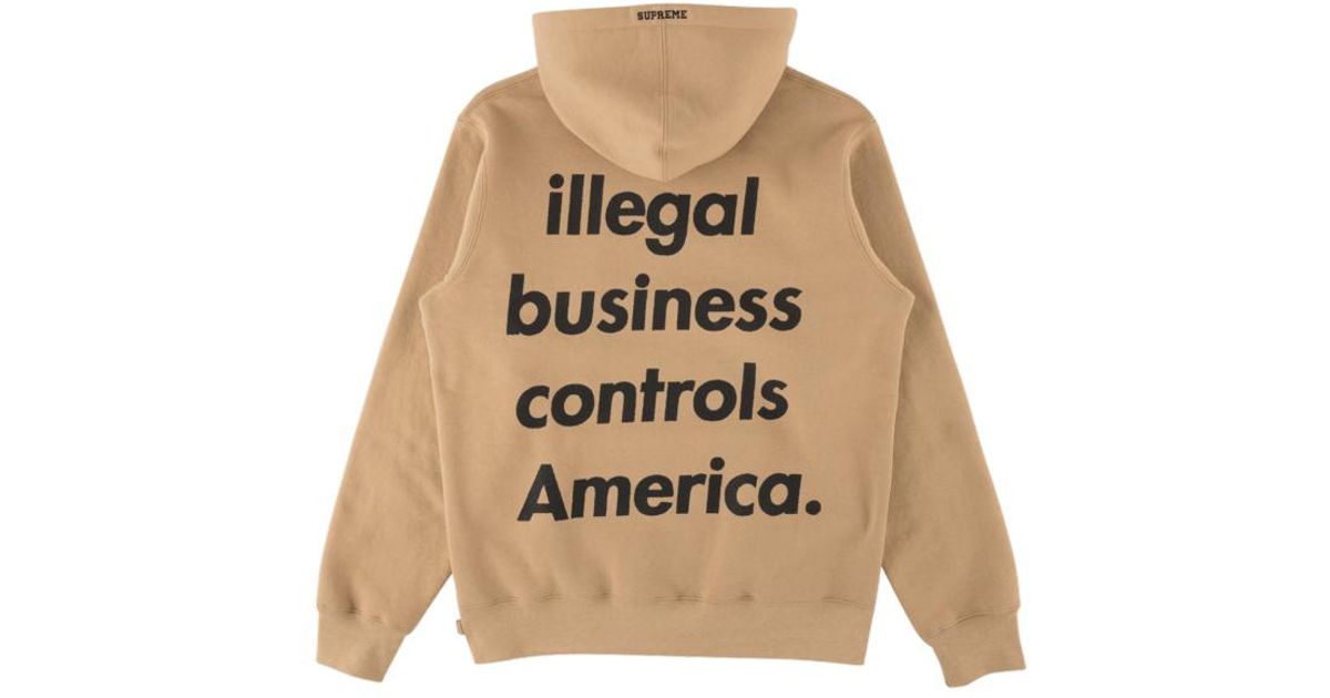 supreme illegal business hooded sweatshirt