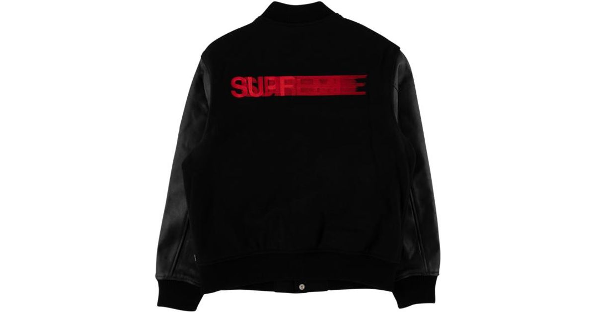 supreme motion logo varsity jacket black