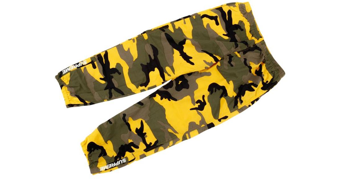 supreme warm up pant yellow camo