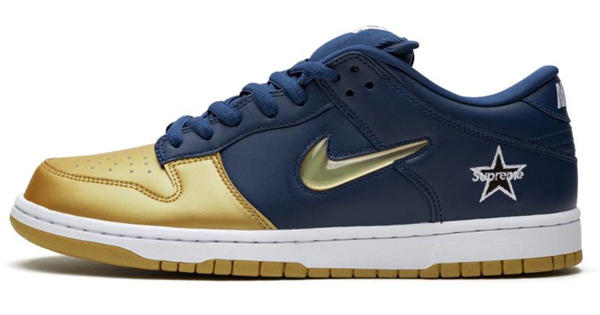 Nike Leather Sb Dunk Low �supreme Jewel Swoosh Gold/navy
