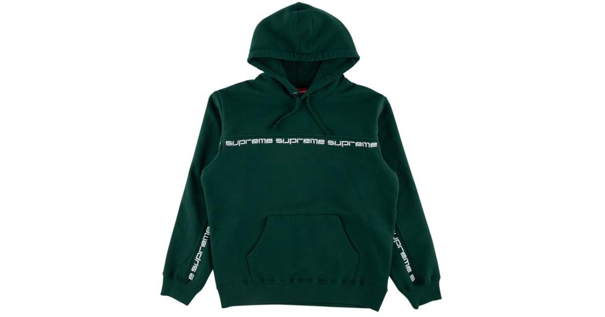 supreme text stripe hooded sweatshirt