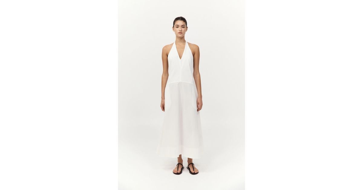 St. Agni Halter Plunge Dress in White | Lyst