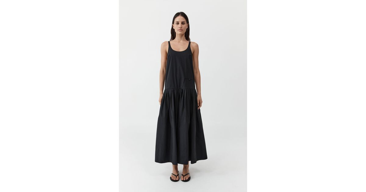 open lace back dress Gathered Straples Longline Dress in Black