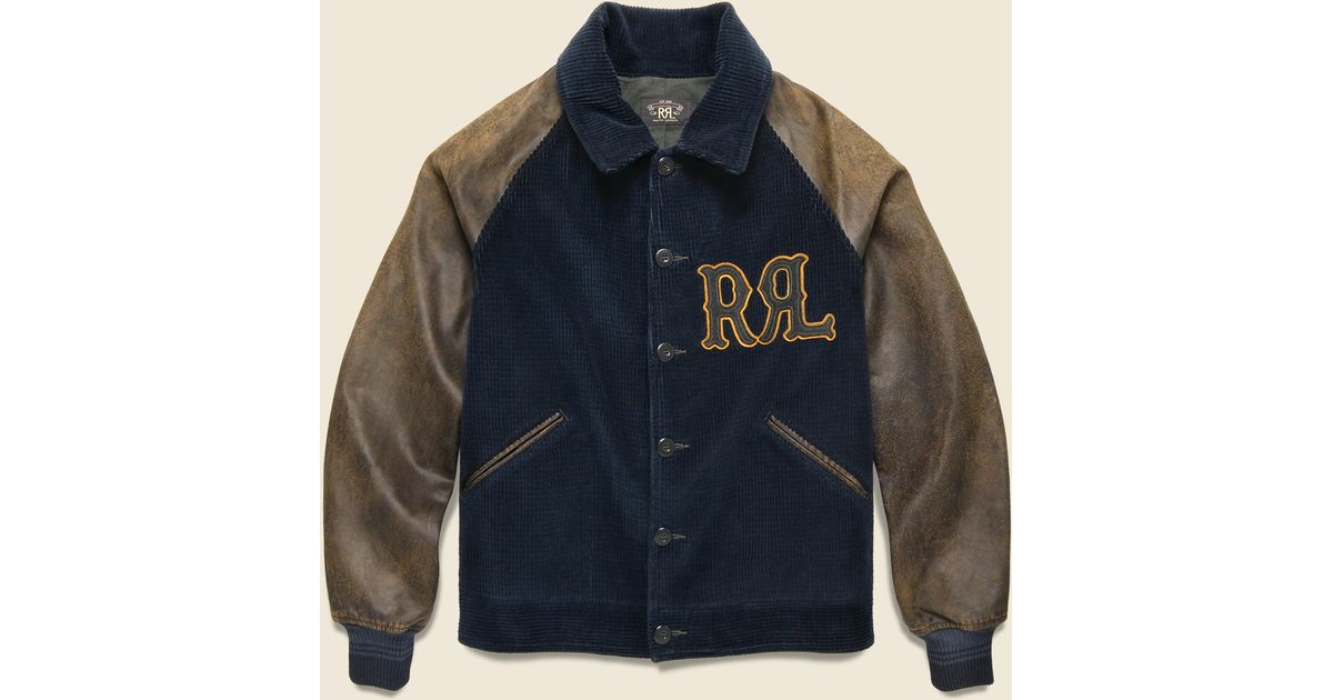 RRL Farwell Varsity Jacket - Black/deep Navy in Blue for Men | Lyst