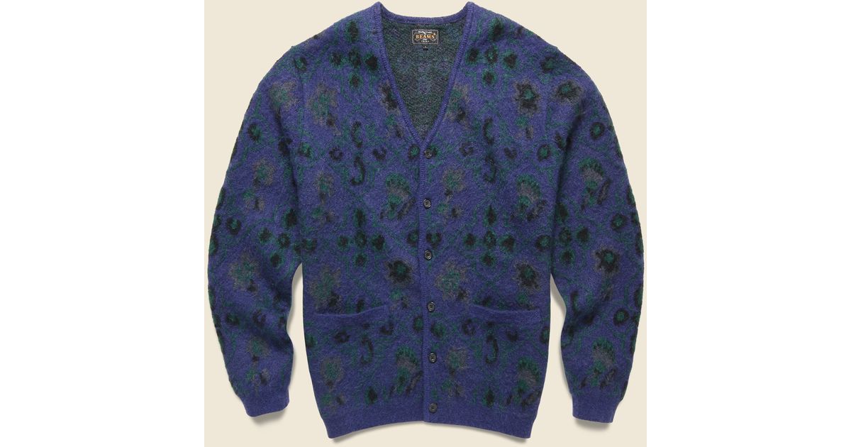 Beams Plus Botanical Pattern Cardigan - Navy in Blue for Men | Lyst