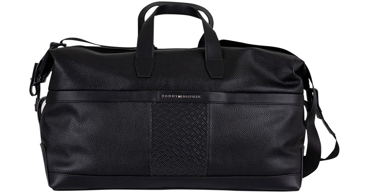Tommy Hilfiger Leather Central Duffle Bag in Black for Men Lyst Canada