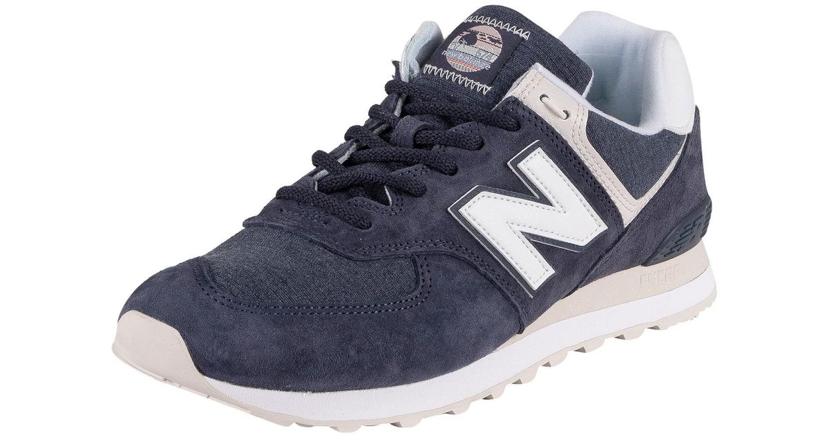 New Balance 574 Suede Trainers in Navy 
