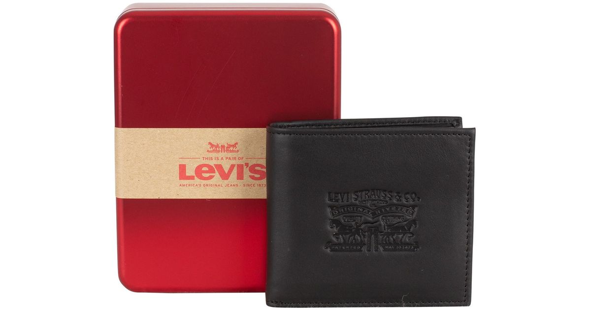 Levi's Leather Vintage Two Fold Bifold Wallet in Black for Men - Lyst